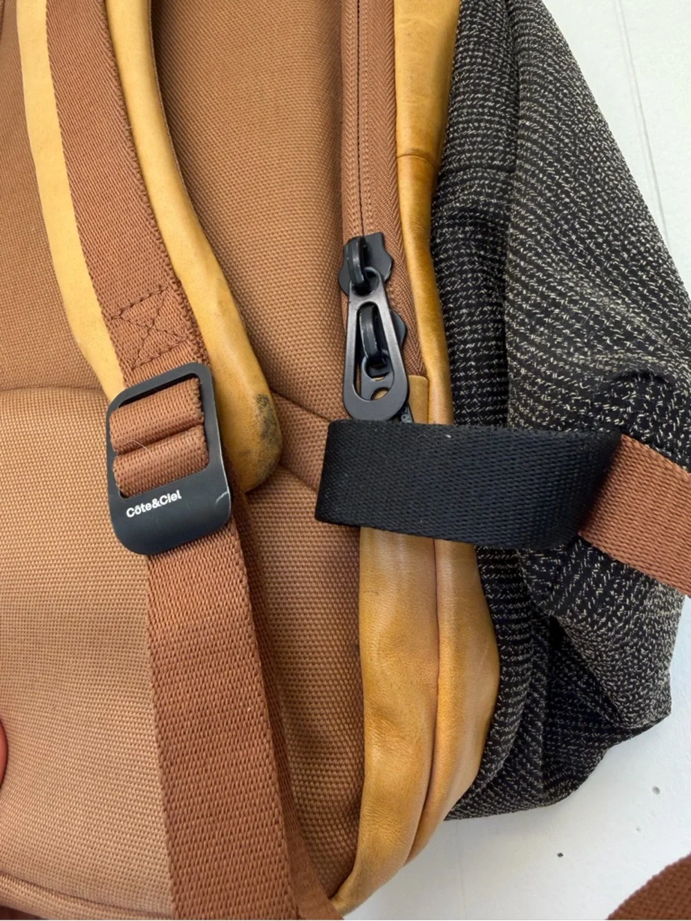 Côte et Ciel Canvas Backpack in Charcoal and Mustard
